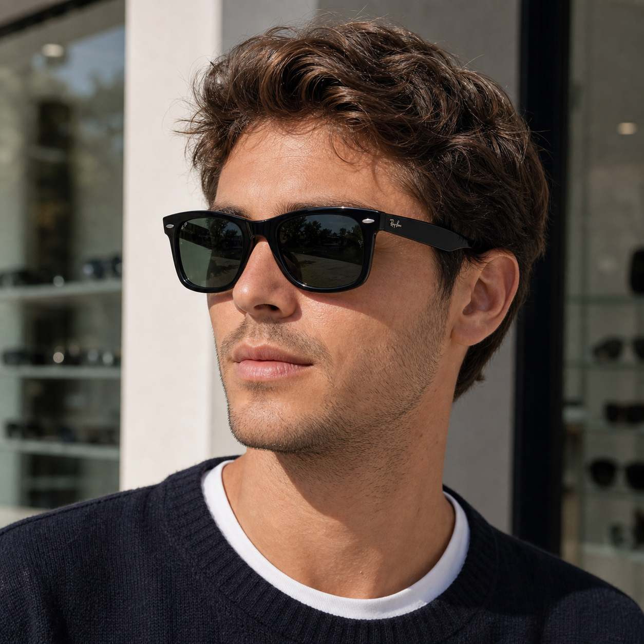 Gafas de Sol Ray-Ban Wayfarer RB2140 901/58 50 22 sobre modelo - OpticalH