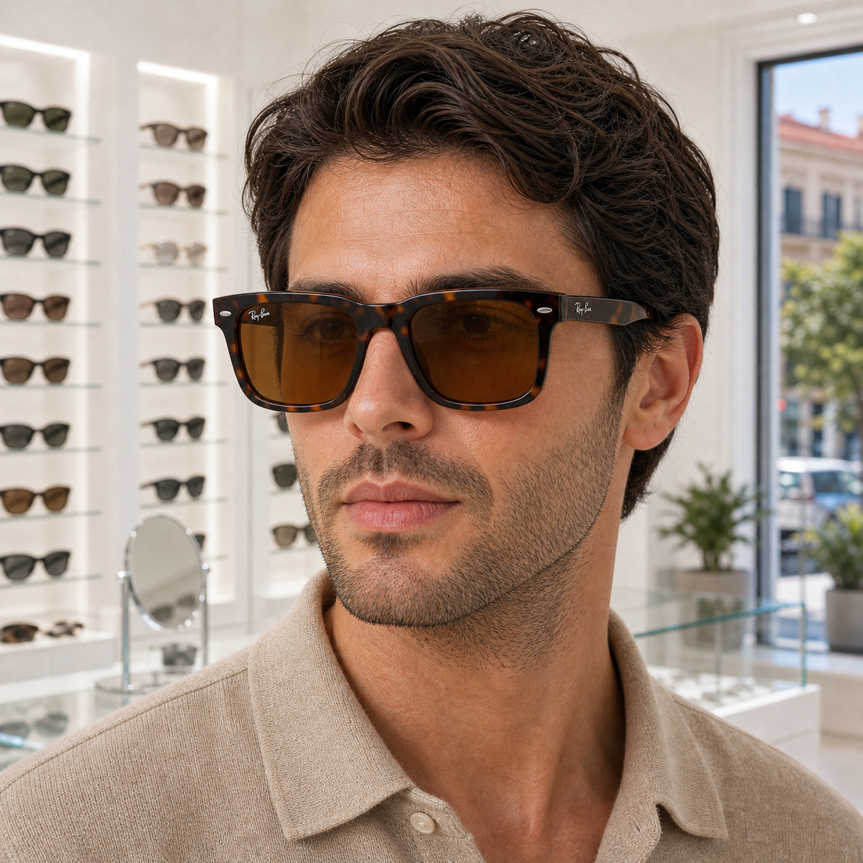 Gafas de Sol Ray-Ban RB2216 902/33 61 18 sobre modelo - OpticalH