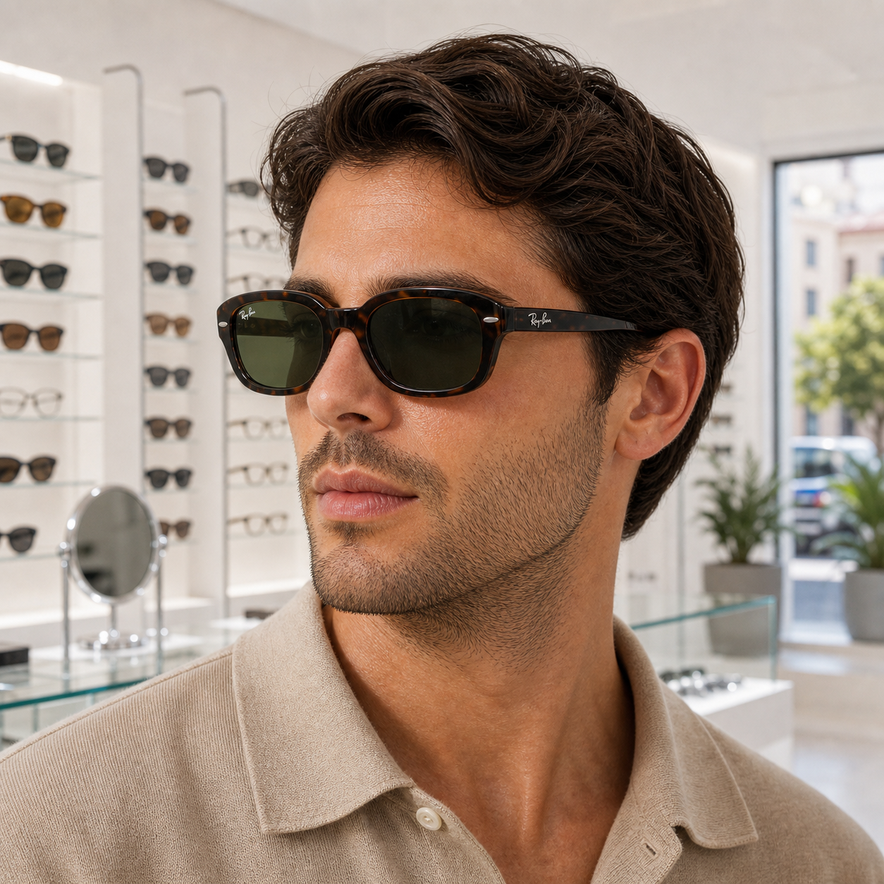 Gafas de Sol Ray-Ban RB2221 902/31 56 18 sobre modelo - OpticalH