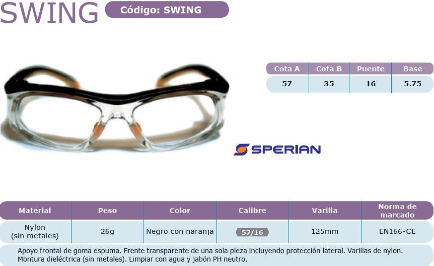 Gafas Graduadas Sperian Swing Negro Con Naranja 57 16