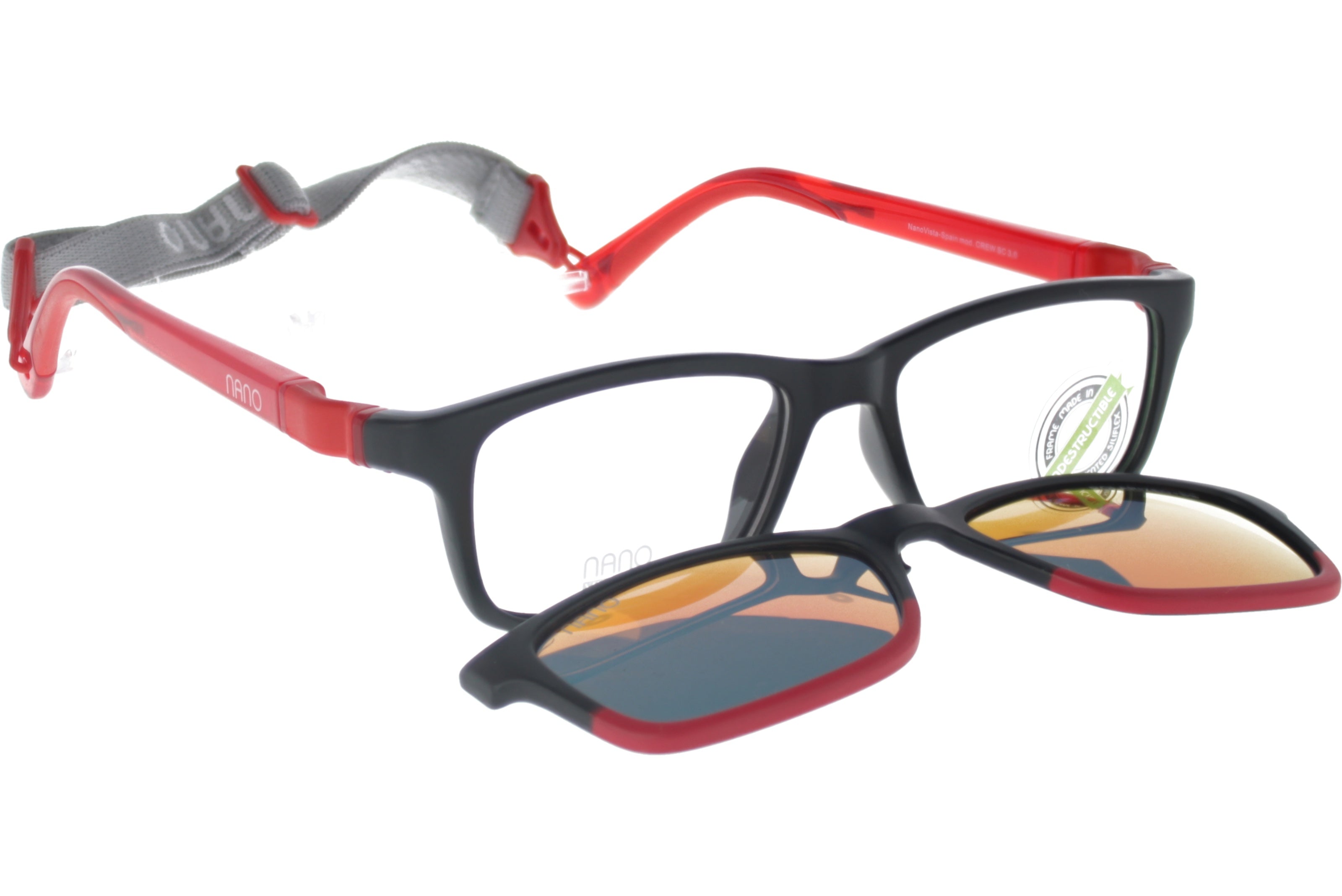 Gafas Graduadas Nanovista Crew Clic 3.0 NAO3021748SC Negro Mate Rojo 48 15