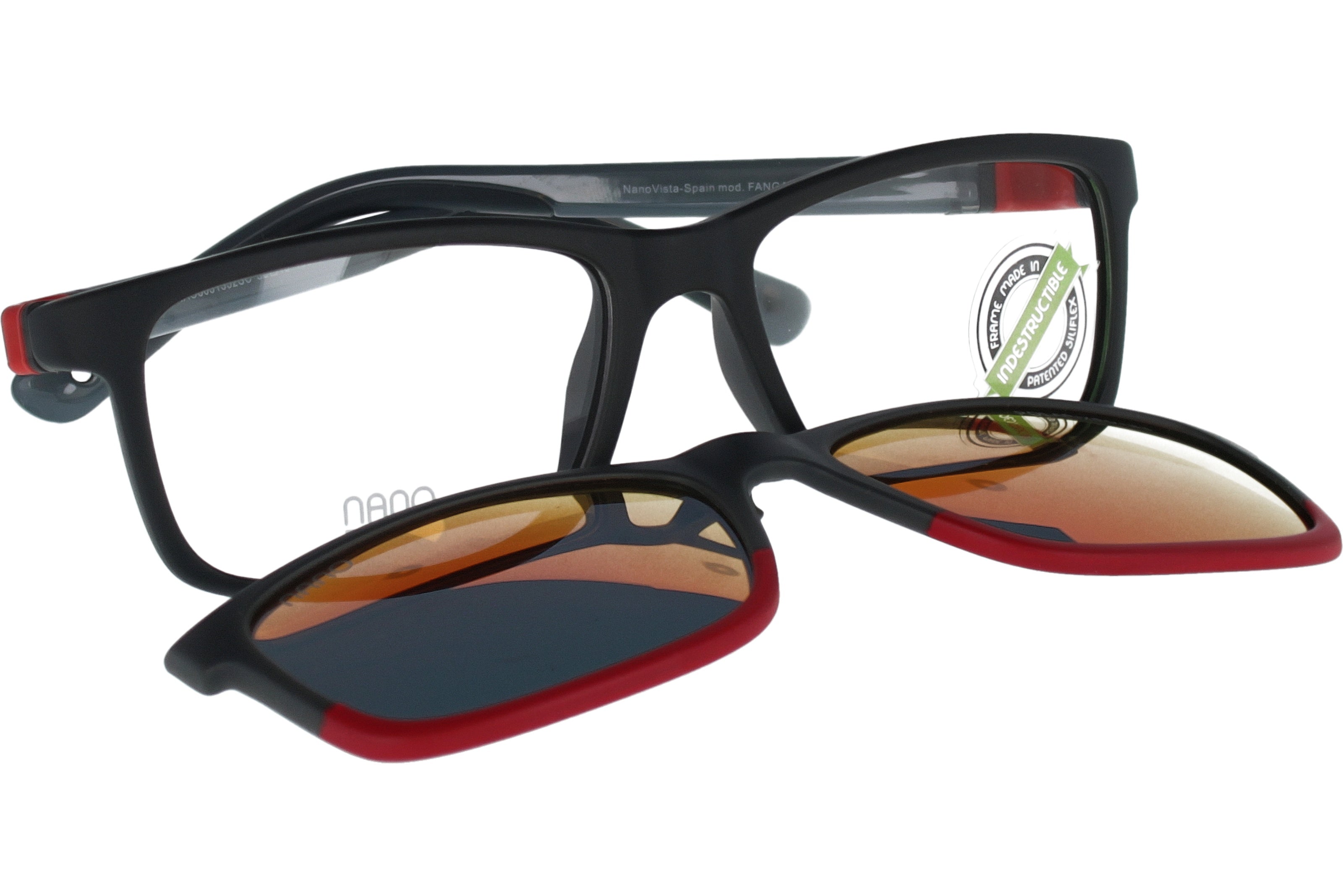 Gafas Graduadas Nanovista Fangame Clic 3.0 NAO3031352SC Bicolor Gris Mate Gris Rojo 52 15