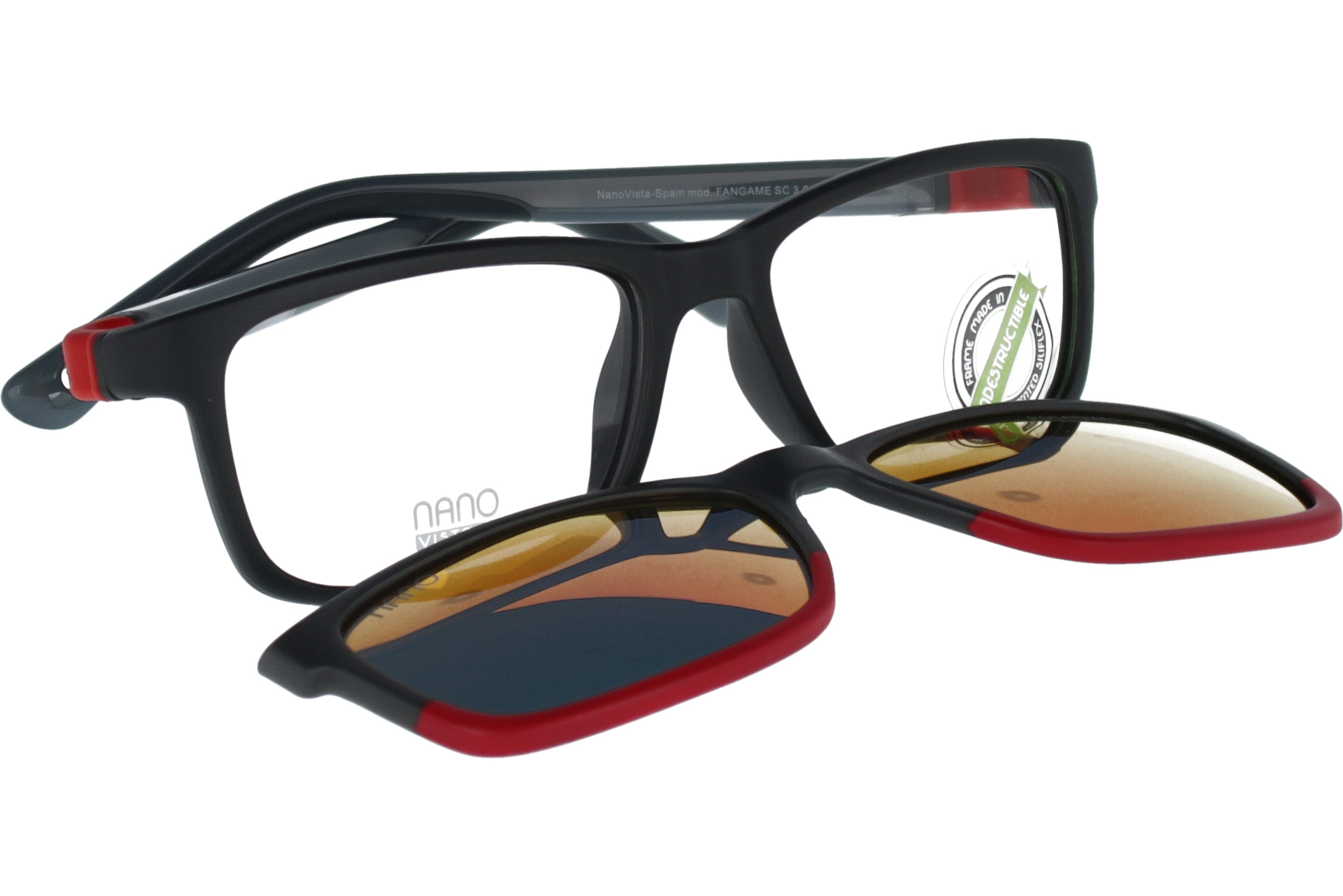 Gafas Graduadas Nanovista Fangame Clic 3.0 NAO3031350SC Bicolor Gris Mate Gris Rojo 50 15