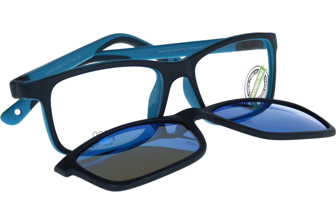 Gafas Graduadas Nanovista Fangame Clic 3.0 NAO3030452SC Bicolor Azul Mate Cian 52 15